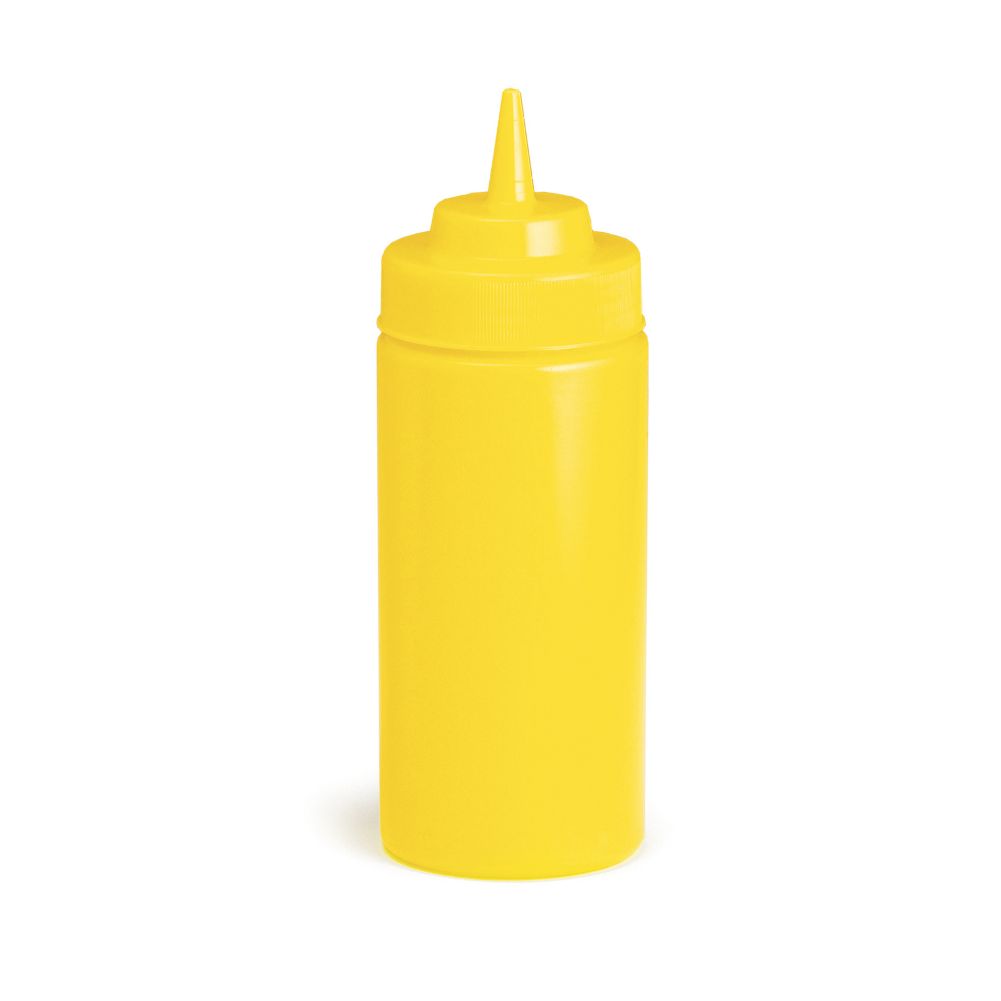Tablecraft WideMouth&trade; 16 oz Yellow Top Mustard Squeeze Dispenser