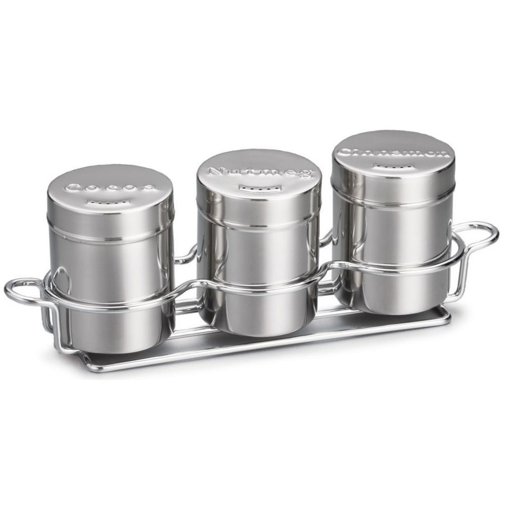 Tablecraft 3-Piece 6 Oz S/S Countertop Shaker Set with Chrome Rack