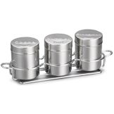 Tablecraft 3-Piece 6 Oz S/S Countertop Shaker Set with Chrome Rack