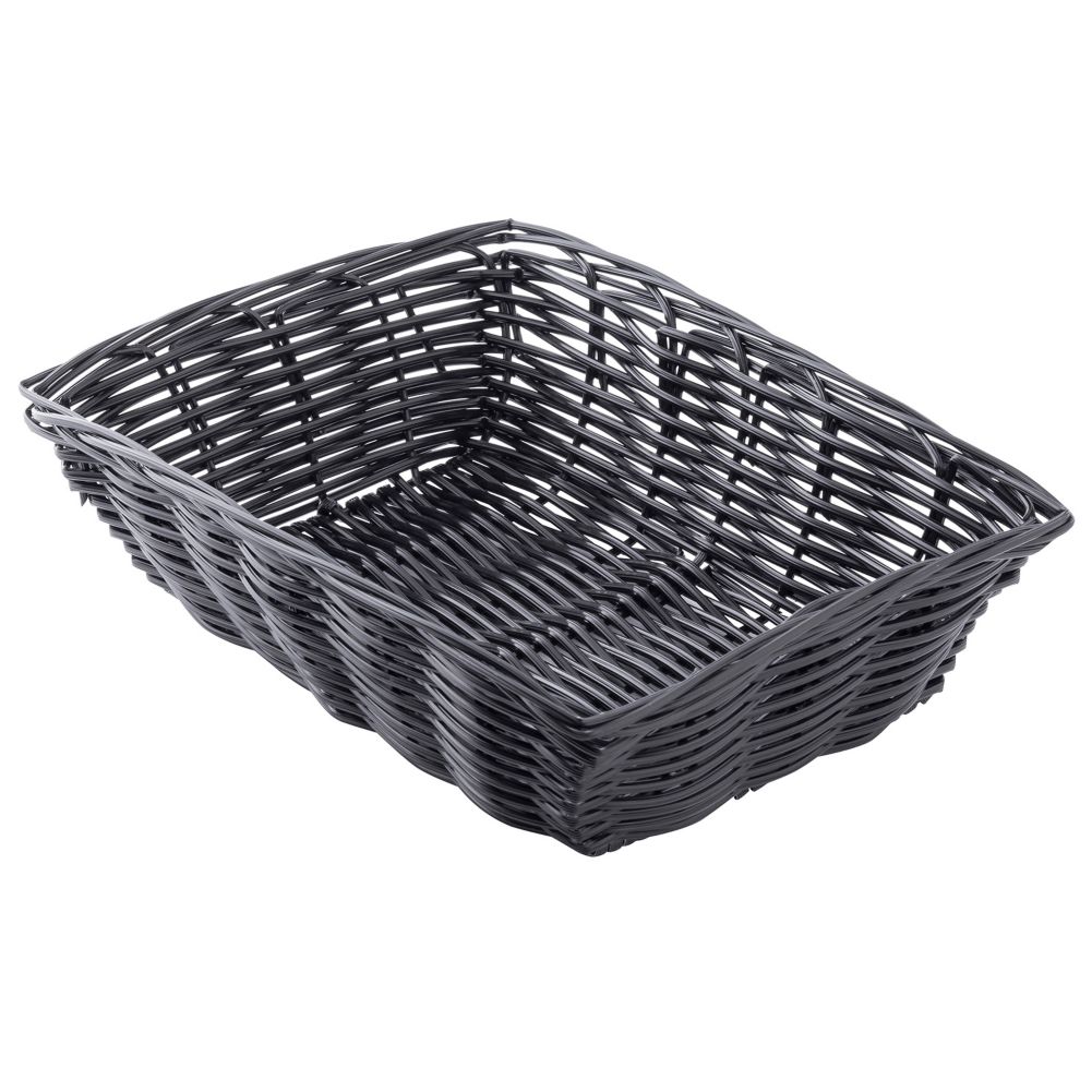 Tablecraft 9" x 6" Black Rectangular Woven Plastic Basket