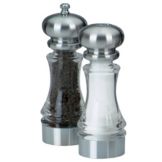 Chef Specialties Clear 7" Lehigh Pepper Mill / Salt Shaker Set