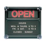 Quartet Black Single-Sided Open Closed Sign W/ Message Board