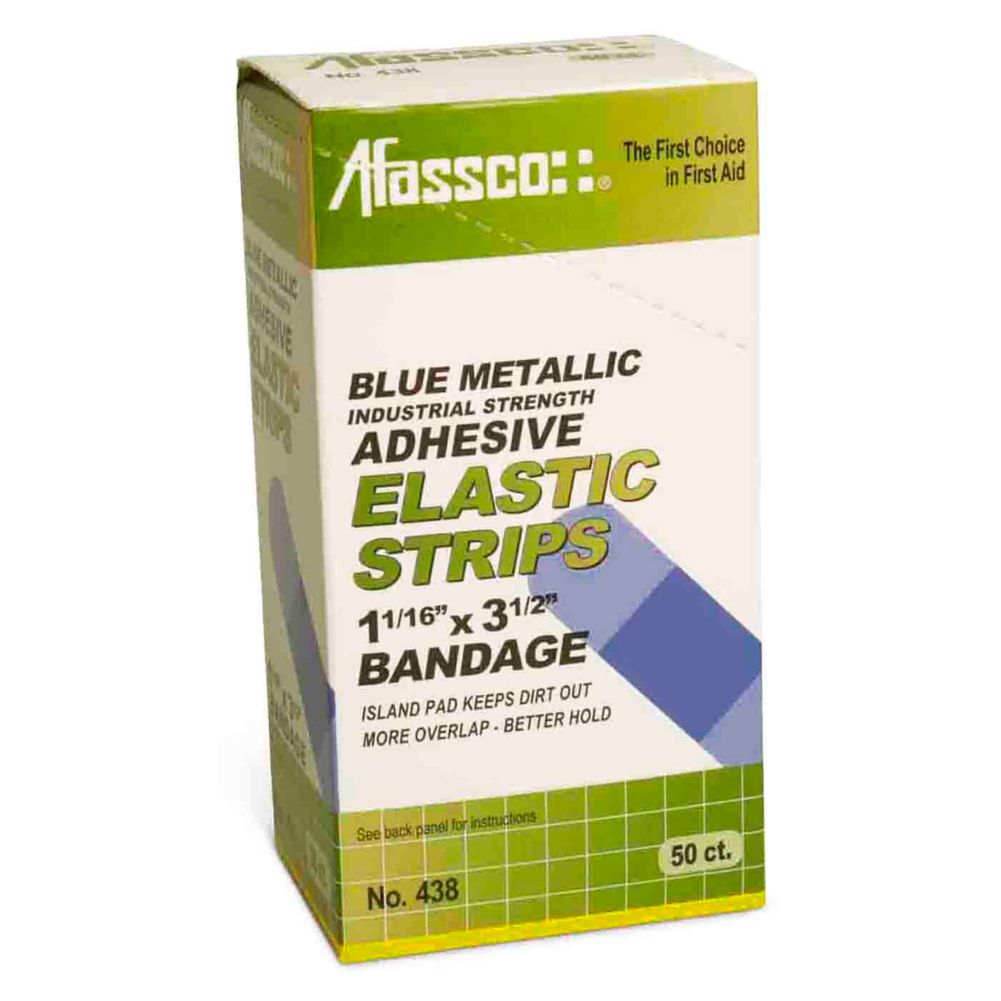 Afassco&reg; Fine Woven Blu Metallic Adhesive Bandage Strips