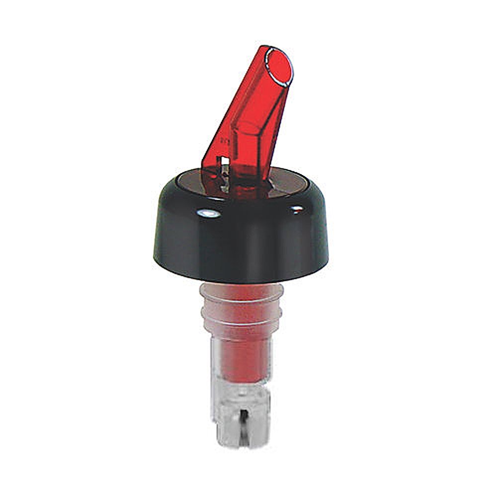 Econo Pourer w/ Red Nozzle/Black Collar/Clear Base, 1.25 oz