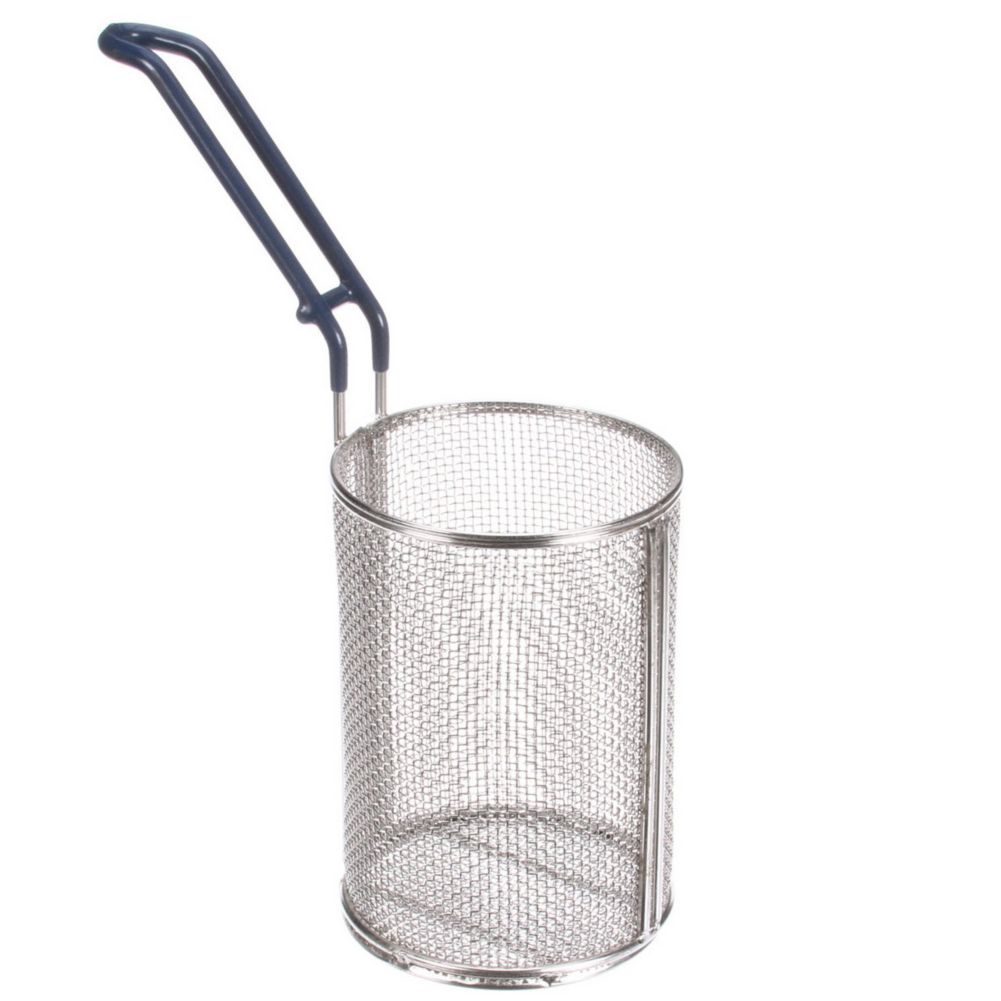 Pitco&reg; S/S 5" Round Regular Mesh Pasta Basket with Blue Handle