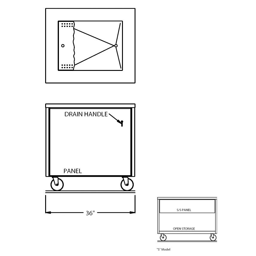 Randell&reg; Ranserve 2 Pan Size Open Base Cold Food Table