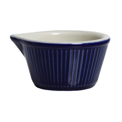 Tuxton&reg; 4 Oz. Cobalt/Eggshell Two-Tone Pour Spout Fluted Ramekin