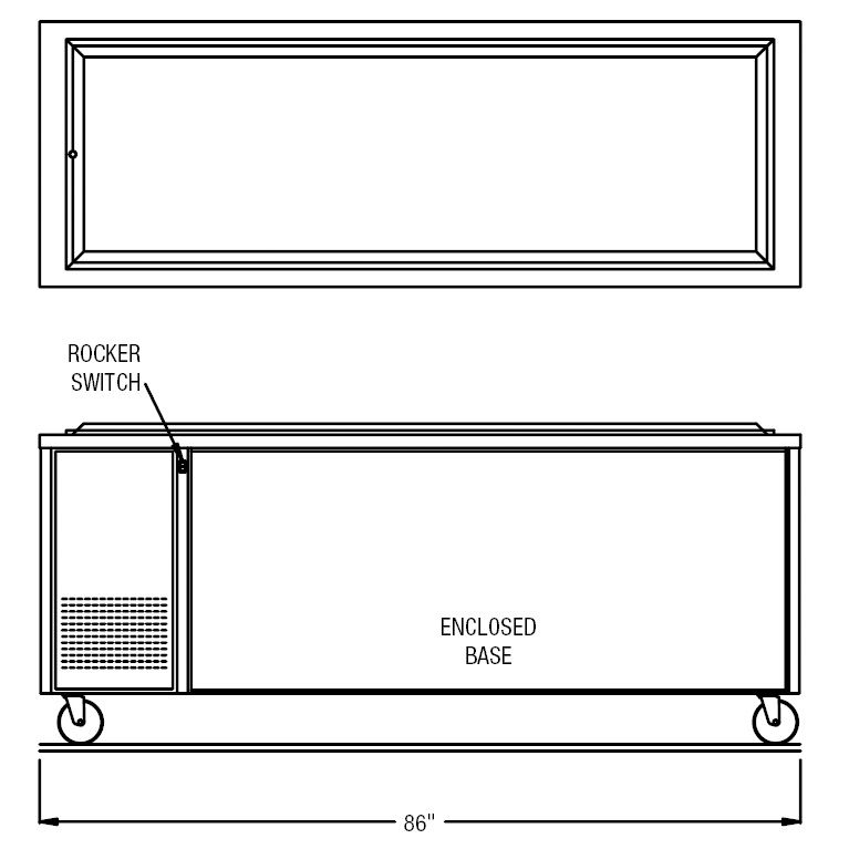 Randell&reg; Stainless Steel 86" Enclosed Base Frost Top Unit