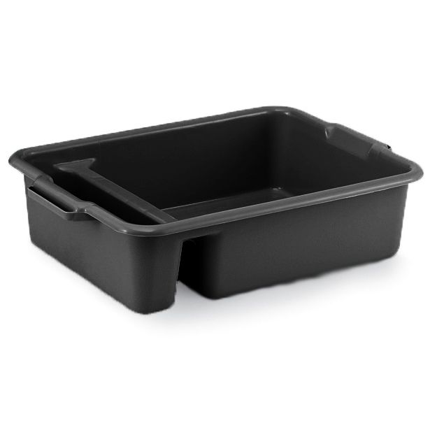 Vollrath Black HD Two-Compartment 23 x 17 x 6" Dish Box