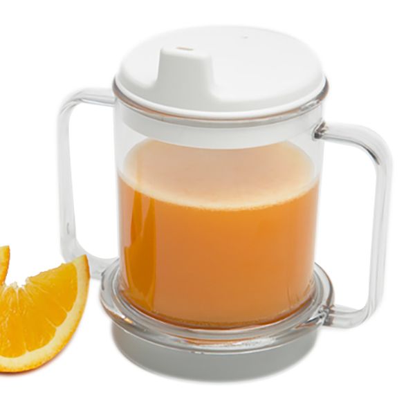 Transparent Sip Cup, Two Handles W/ Lid, 10 oz