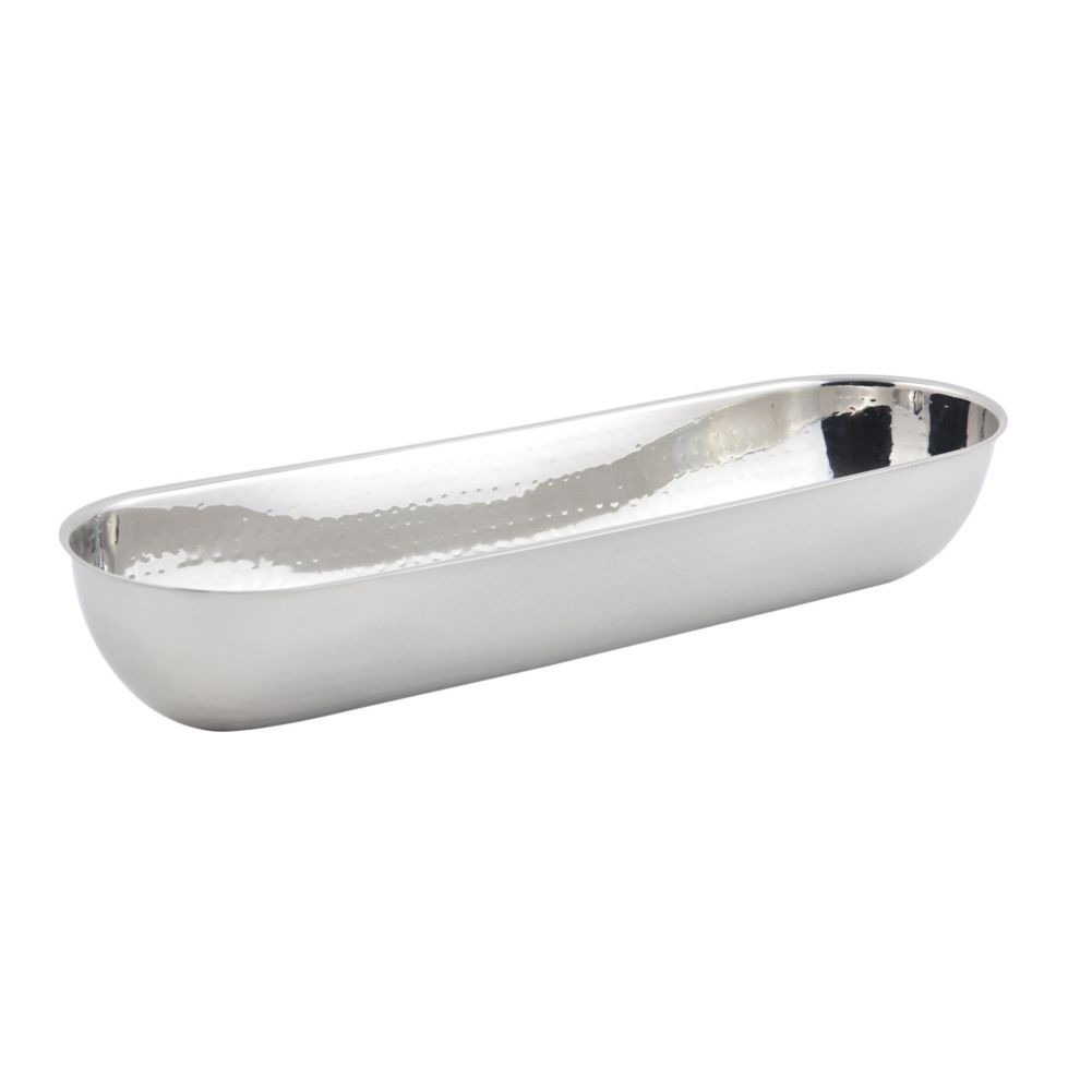 Bon Chef Hammered S/S Long Oval 2.5 Qt Snack Bowl