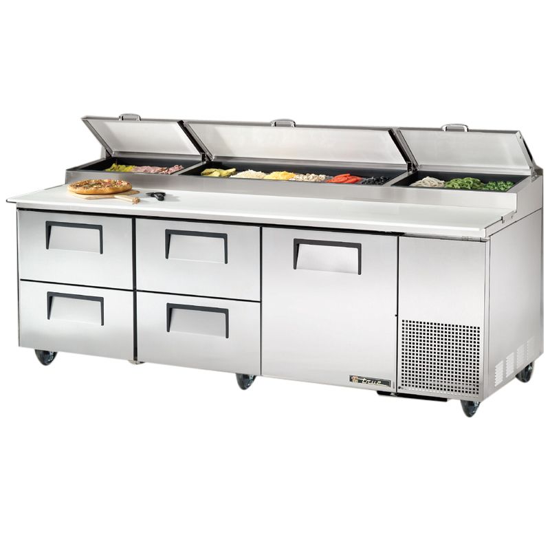 True&reg; S/S 1-Door 4-Drawer 30.9 Cu Ft Pizza Prep Table