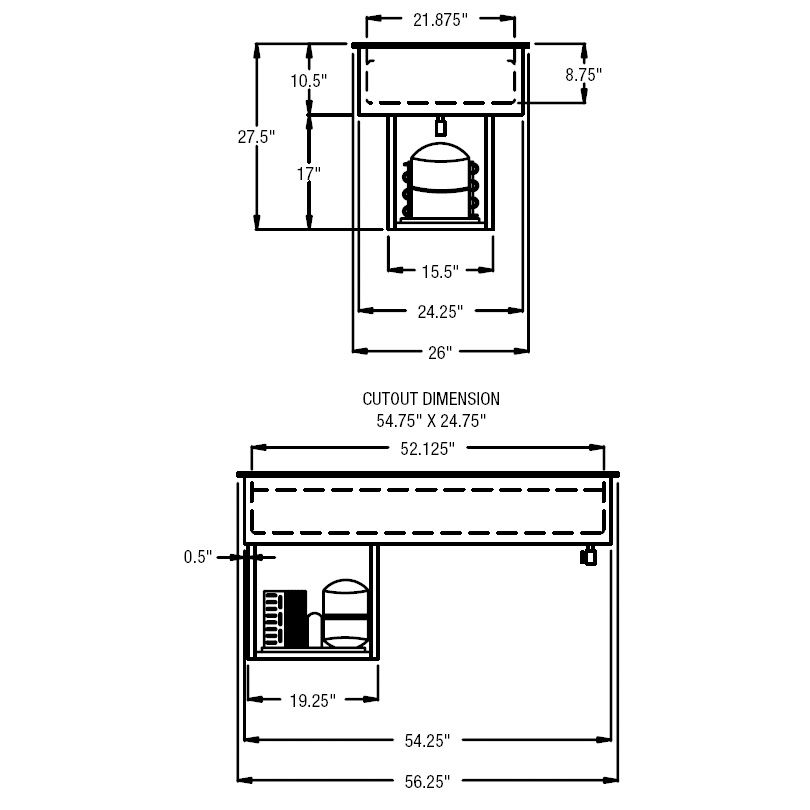 Randell&reg; Drop In 56.25" Refrigerated Frost Top