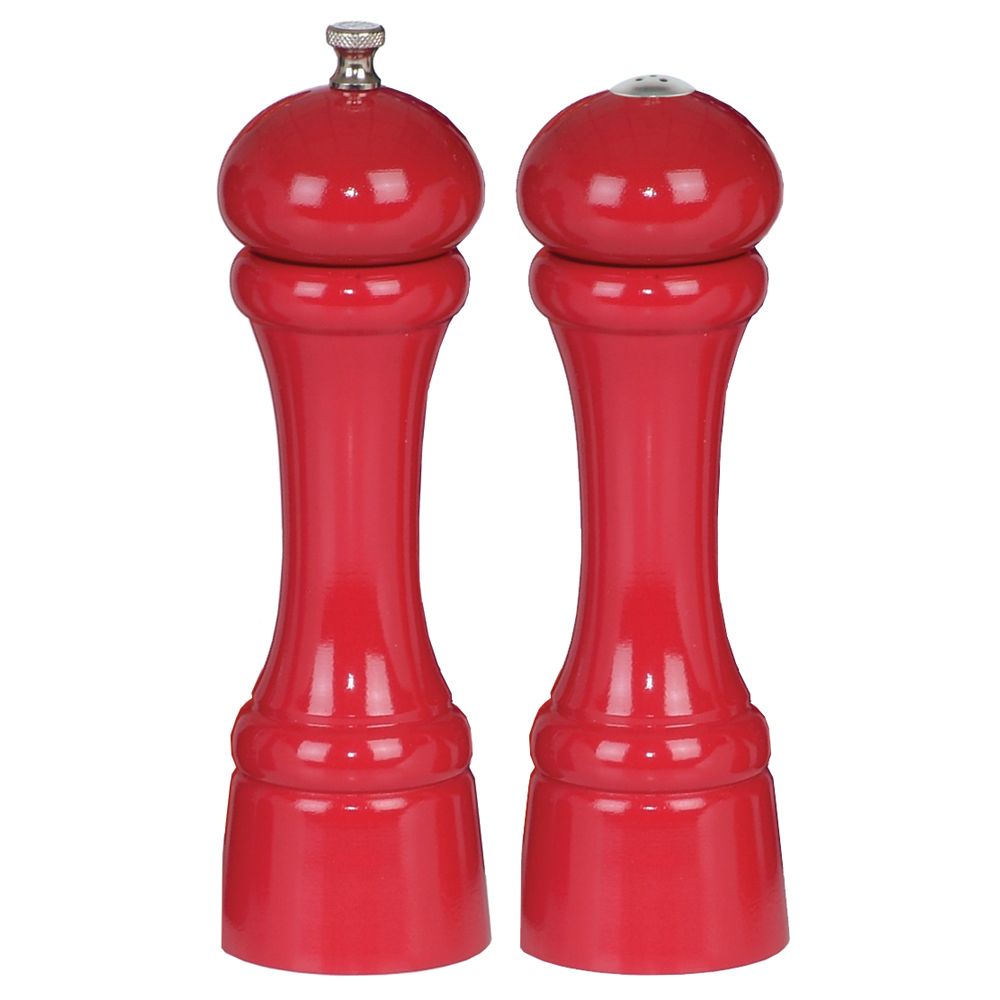 Chef Specialties Candy Apple Red 8" Pepper Mill / Salt Shaker Set