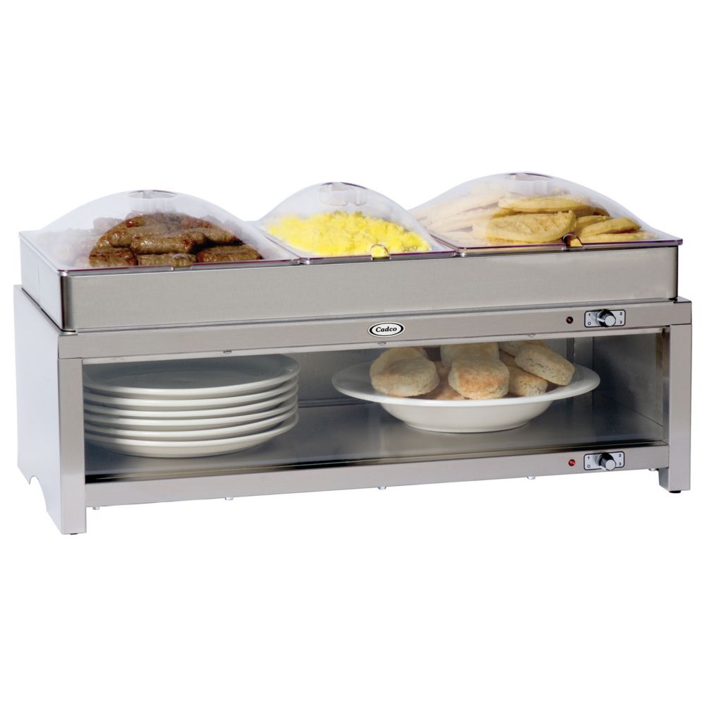 Cadco Warming cabinet w/ Buffet Server w/ Clear Lids, CMLB-CSLP