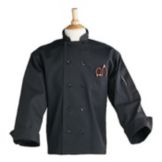 Black Chef Coat w/10 Pearl Buttons, Small
