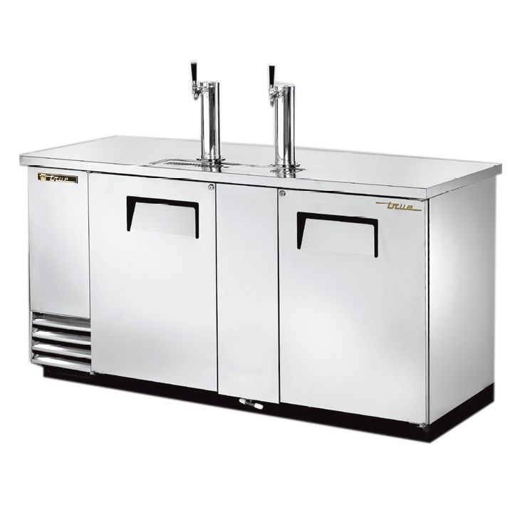 True&reg; S/S 2-Tap Direct Draw Beer Dispenser f/ 3 Half Barrel
