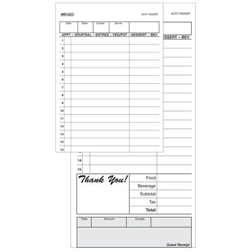 Tan 2-Part Carbon Back 15-Line Guest Check