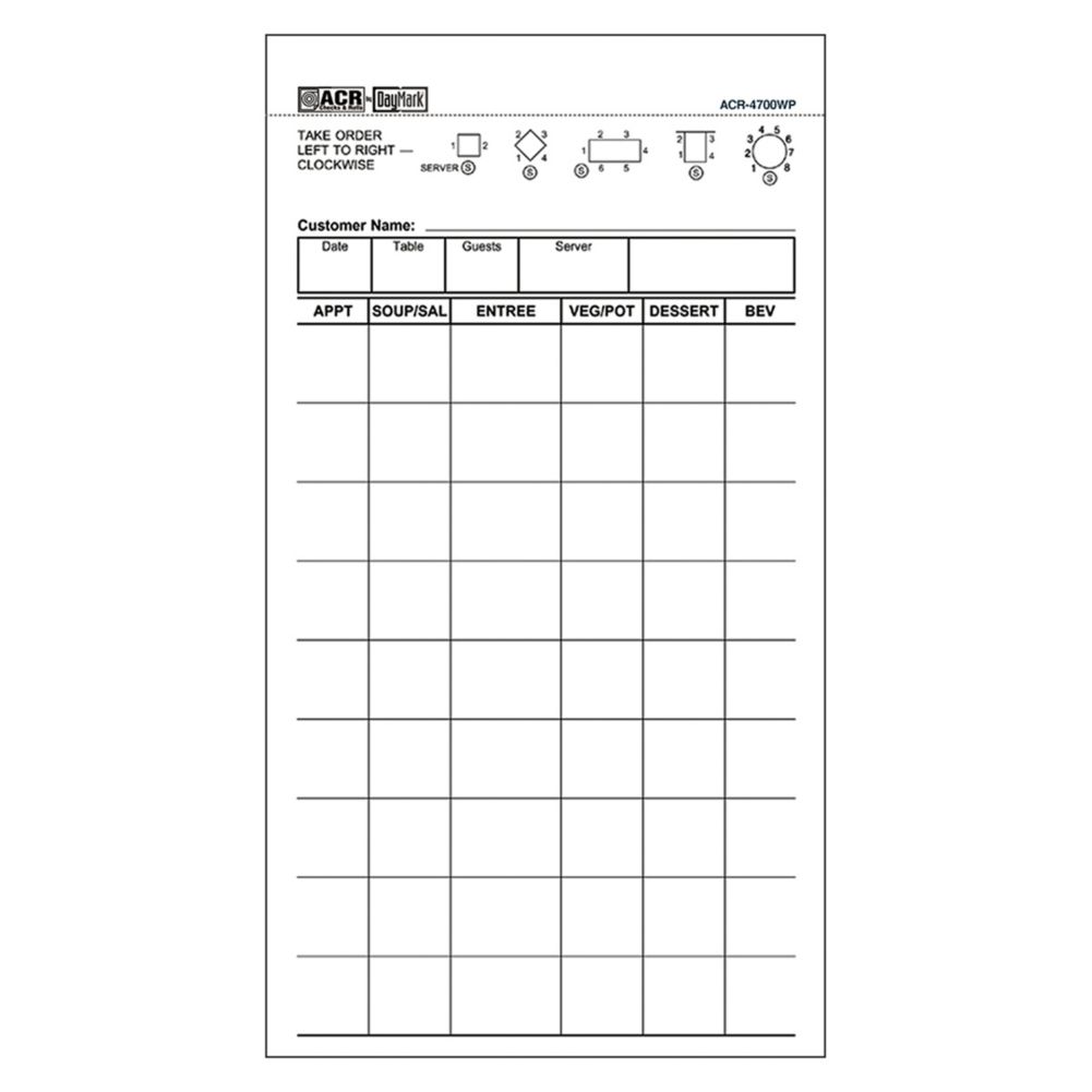 GuestChecks White 2-Part Carbonless 8-Line Waiter Pad