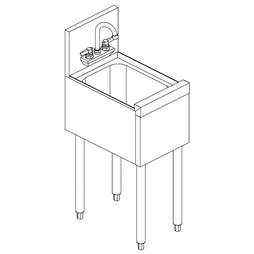 Perlick&reg; 12" TS Underbar Hand Sink with Front to Back Splash