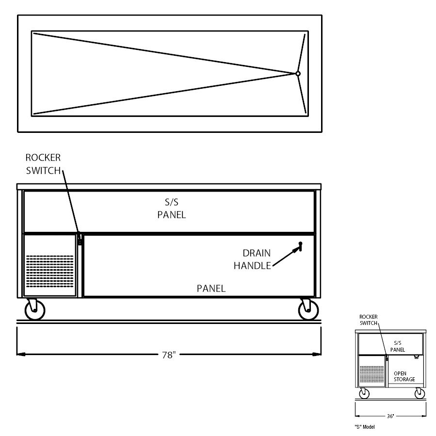 Randell&reg; Refrigerated 5 Pan Size Open Base Cold Food Table