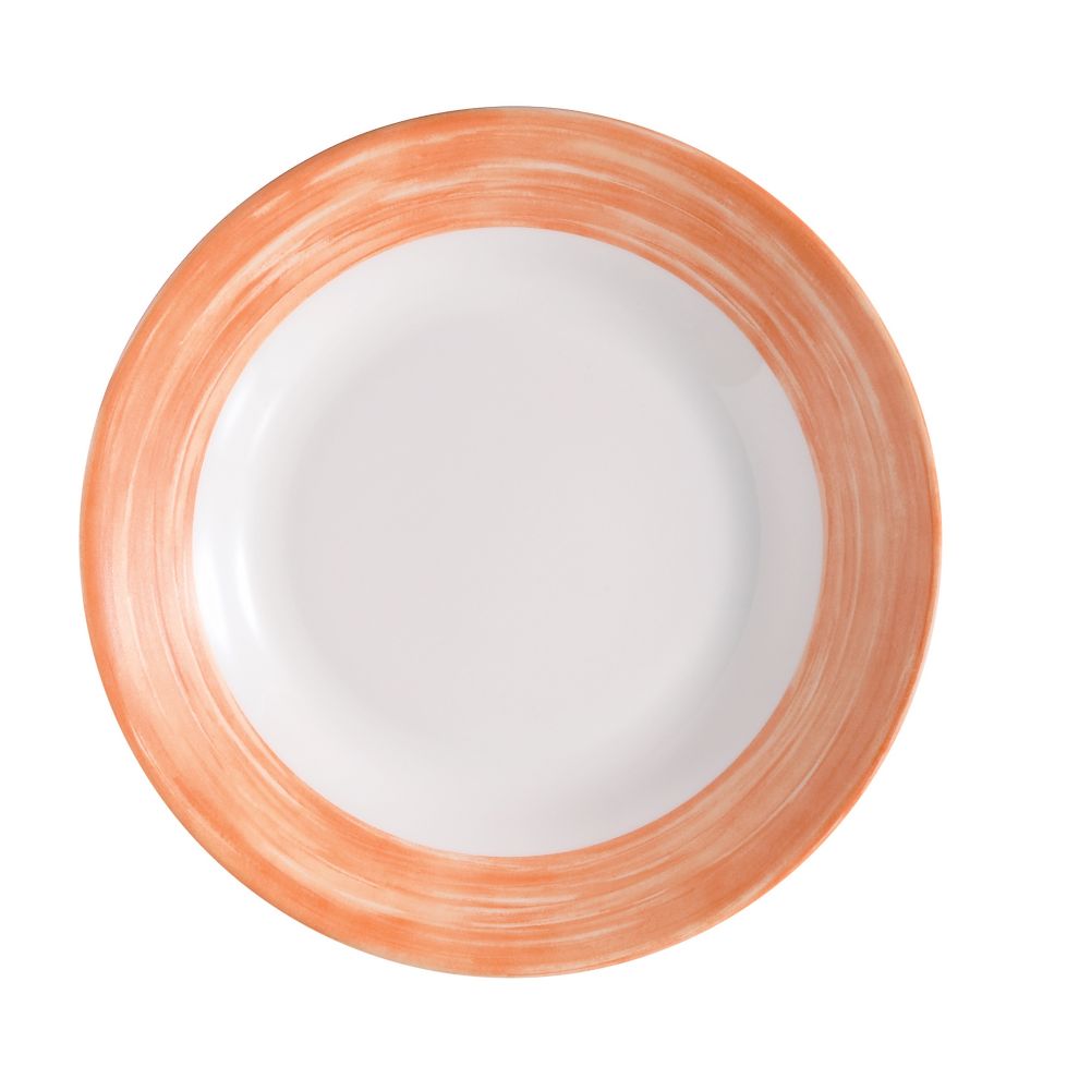 Cardinal Arcoroc Brush Opal&reg; 23 Oz Soup Bowl with Orange Rim