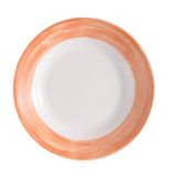 Cardinal Arcoroc Brush Opal&reg; 23 Oz Soup Bowl with Orange Rim