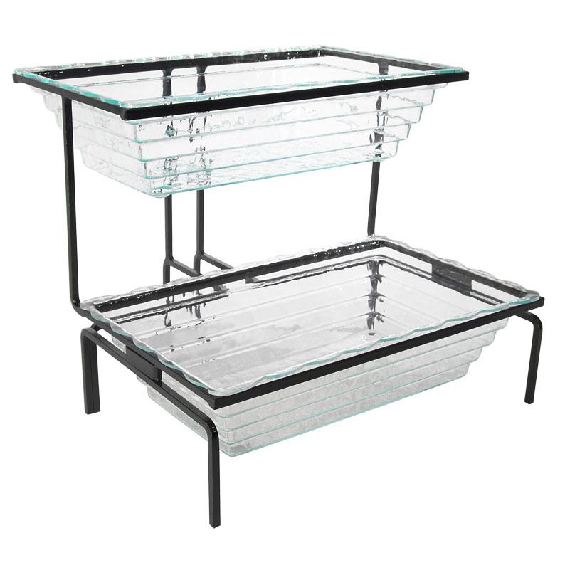 Gourmet Display&reg; Black Double Deck Acrylic Beverage Display