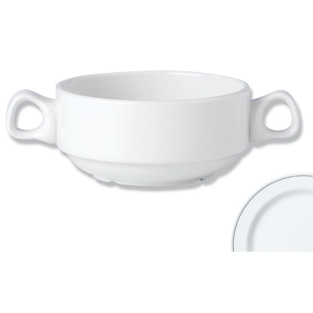 Steelite Performance Simplicity Black Line Handled 10 Oz. Soup Bowl
