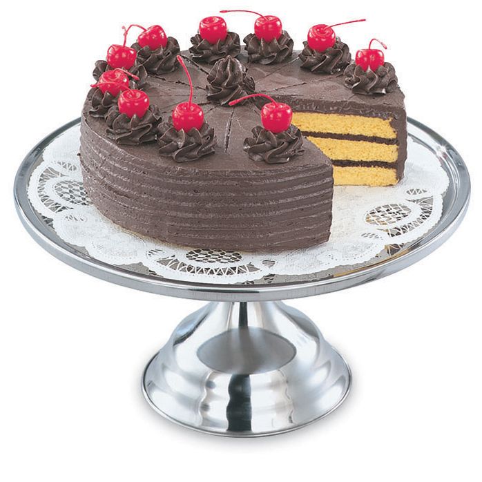 Mirror Finish S/S Cake Stand, 13" Diam x 6-5/8" H