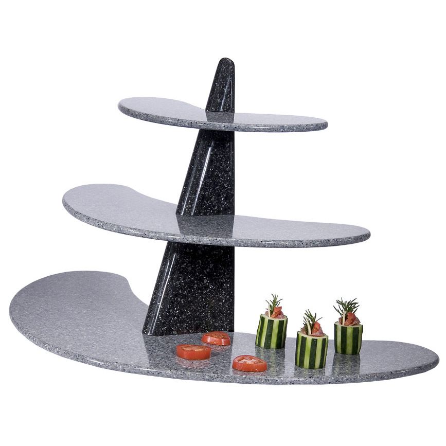 Gourmet Display&reg; Black 3-Tier Winged Serving Stone Display