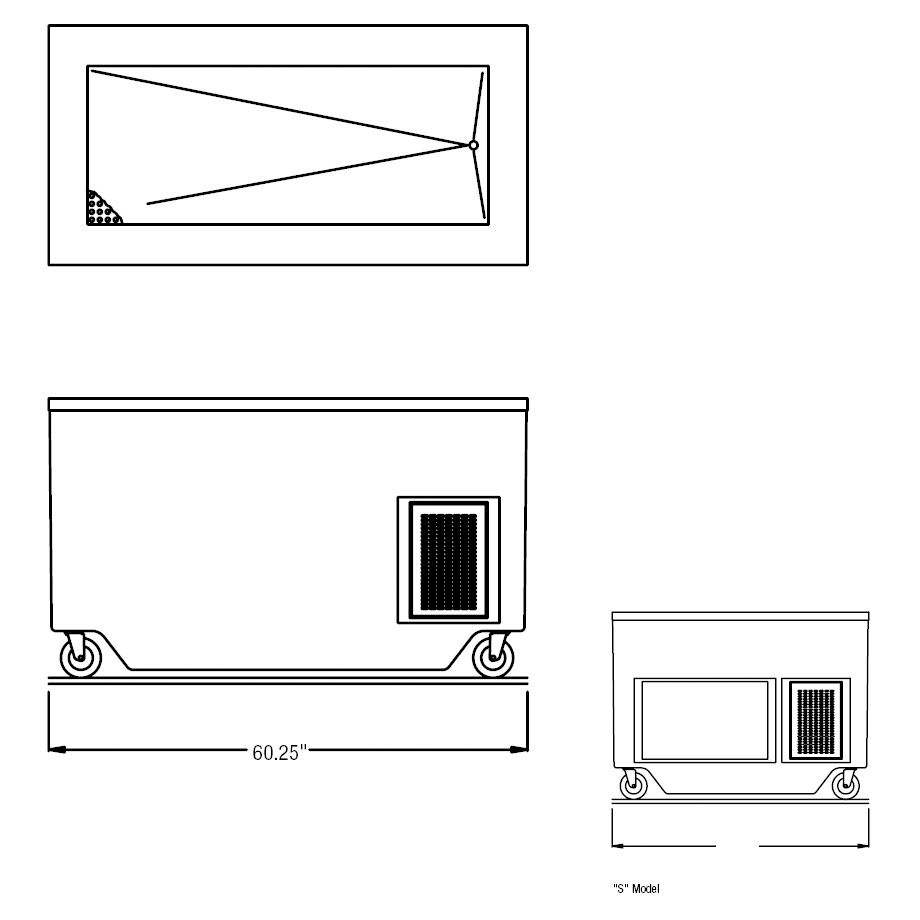 Randell&reg; 60" 4 Pan Open Base Ice Cooled Cold Food Table