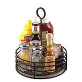 Small Round Black Powder Table Caddy, 7&frac12; Dia x 9&frac12; High