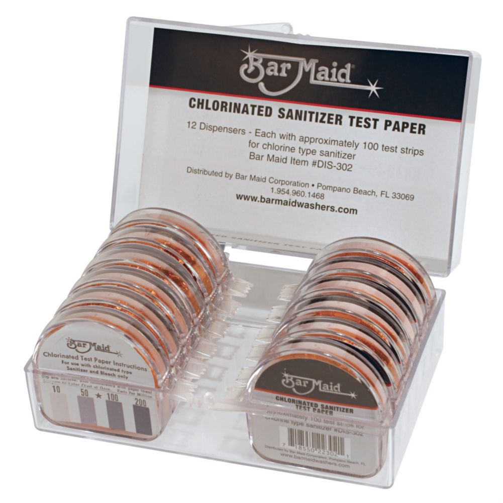 Bar Maid Chlorinated  Sanitizer Test Strips Dispenser