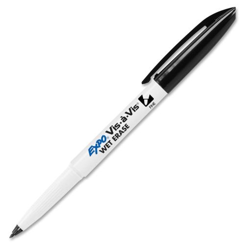 Staples Expo&reg; Vis-a-Vis&reg; Fine Tip Black Ink Wet-Erase Marker
