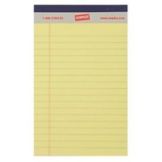 Staples&reg; Yellow 5 x 8" Narrow Ruled Perforated Writing Pads