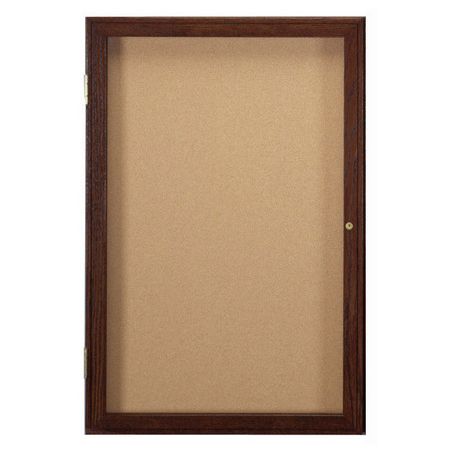Enclosed Bulletin Board,  Walnut Finished Frame, 24" x 18"