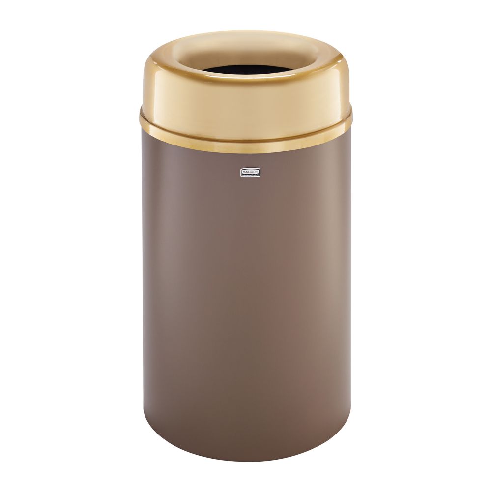 Rubbermaid Crowne Brown / Satin Brass Open Top 30 Gal Trash Container