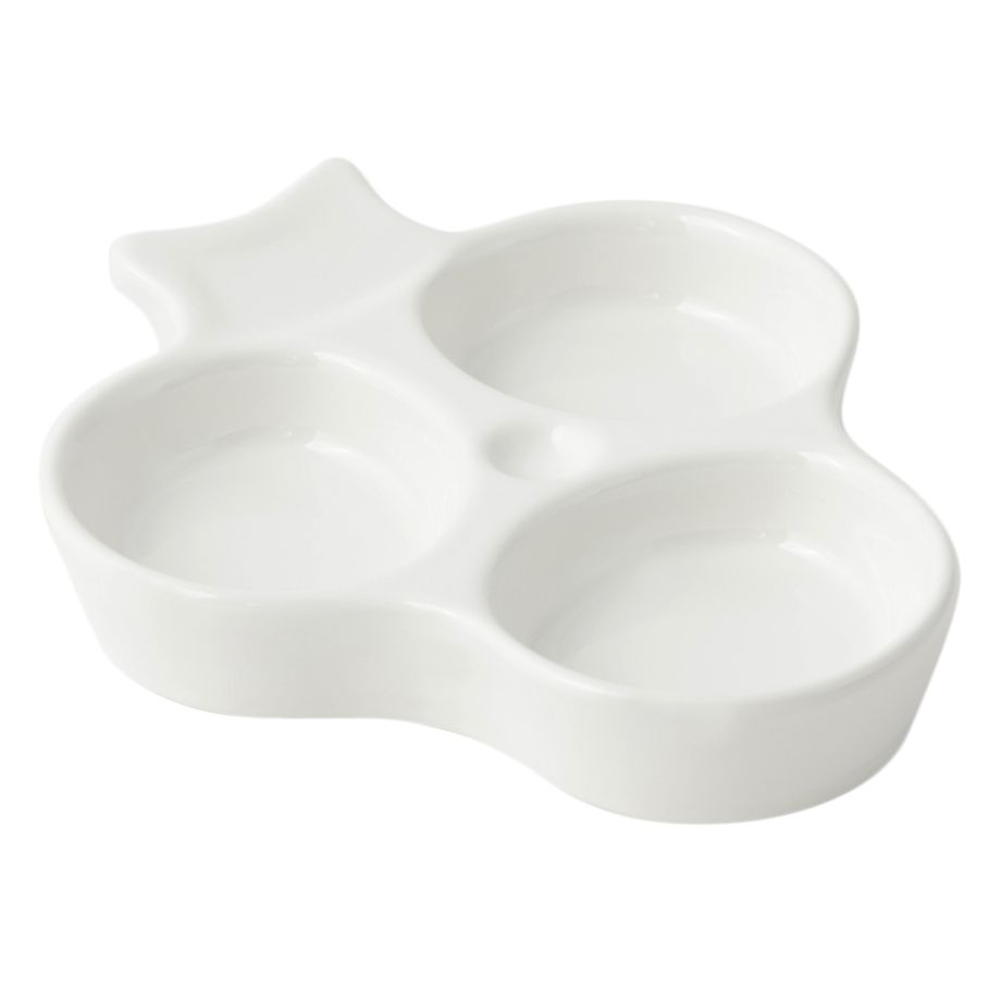 Bon Chef White Sandstone 5" 3-Compartment Sauce Dish