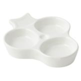Bon Chef White Sandstone 5" 3-Compartment Sauce Dish