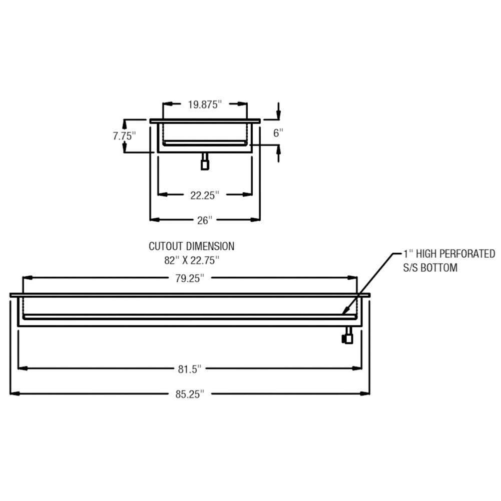 Randell&reg; 85.25" x 26" Drop In Iced Cold Pan