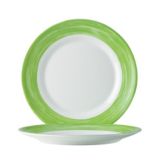 Cardinal Arcoroc Brush Opal&reg; 10" Dinner Plate w/ Green Rim