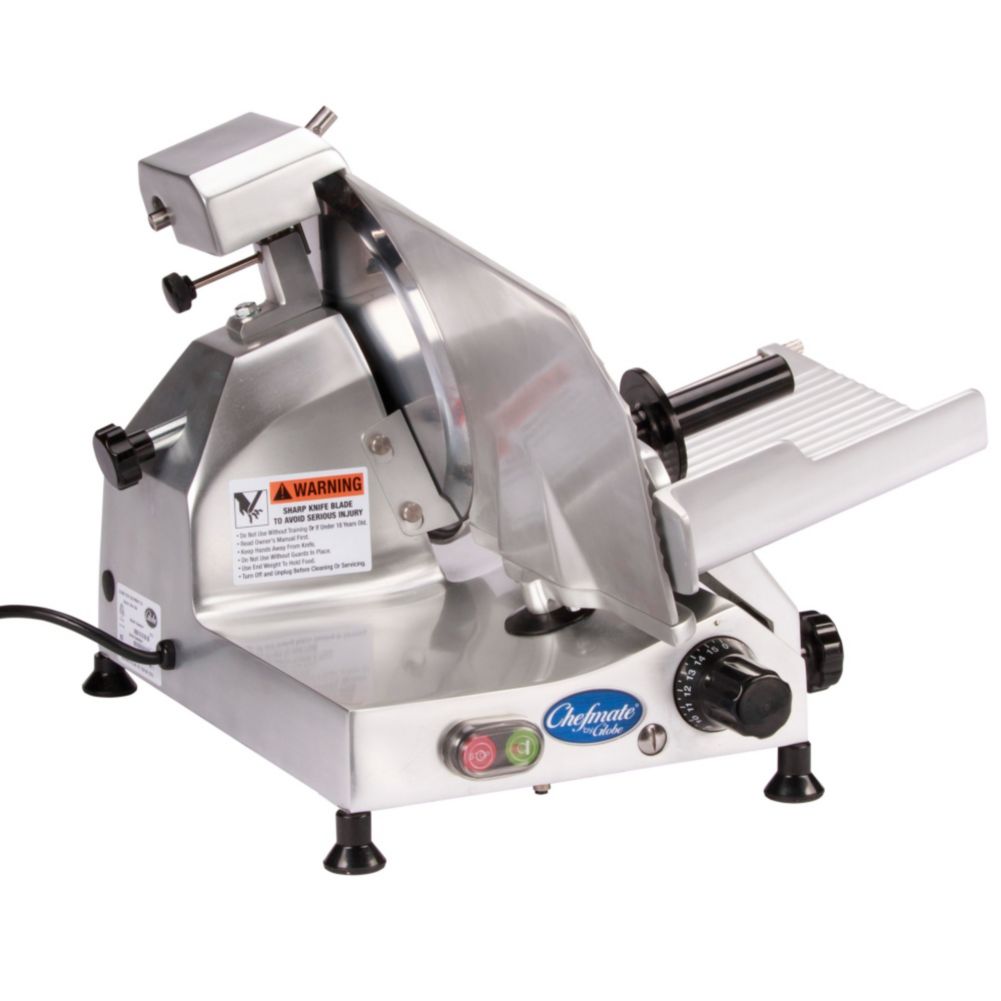 Globe Food Chefmate&reg; Aluminum 10" Belt Driven Manual Slicer