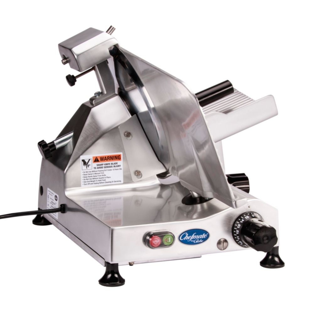 Globe Food Chefmate&reg; Aluminum 12" Belt Driven Manual Slicer