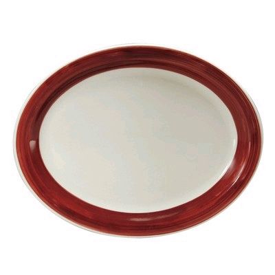 Oneida&reg; Jubilee&trade; 11-1/2" Ivory / Raspberry Oval Platter