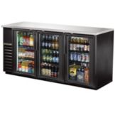 True&reg; Black 2-Glass Door Back Bar Cooler for 150 6-Packs