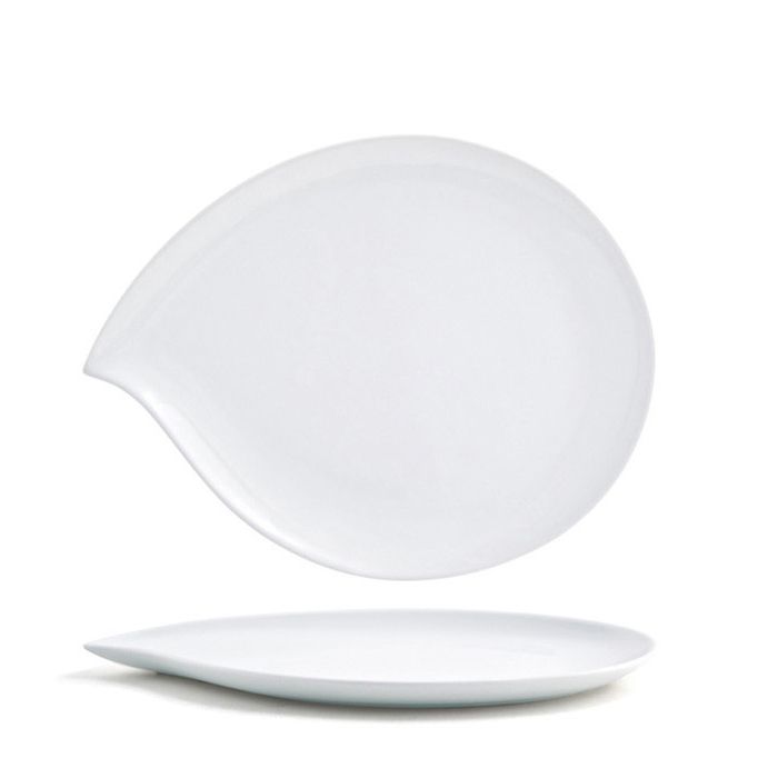 Front Of The House&reg; White Porcelain 12" Teardrop Plate