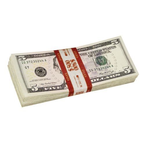 Red Currency Strap for $5.00 Bills