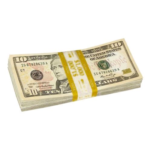 Yellow Currency Strap for $10.00 Bills