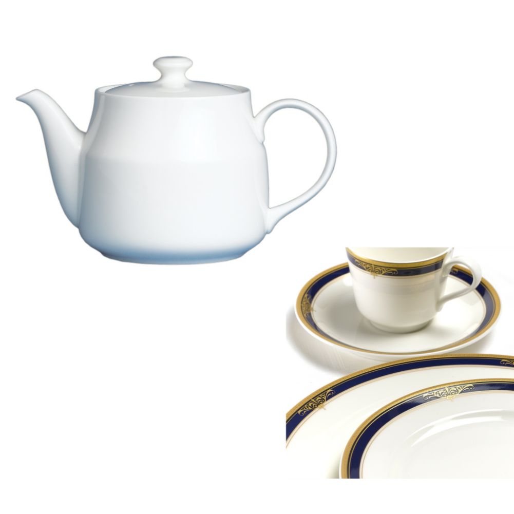 Steelite Royal Court Gold Pia Blue 20 Oz Tea Pot